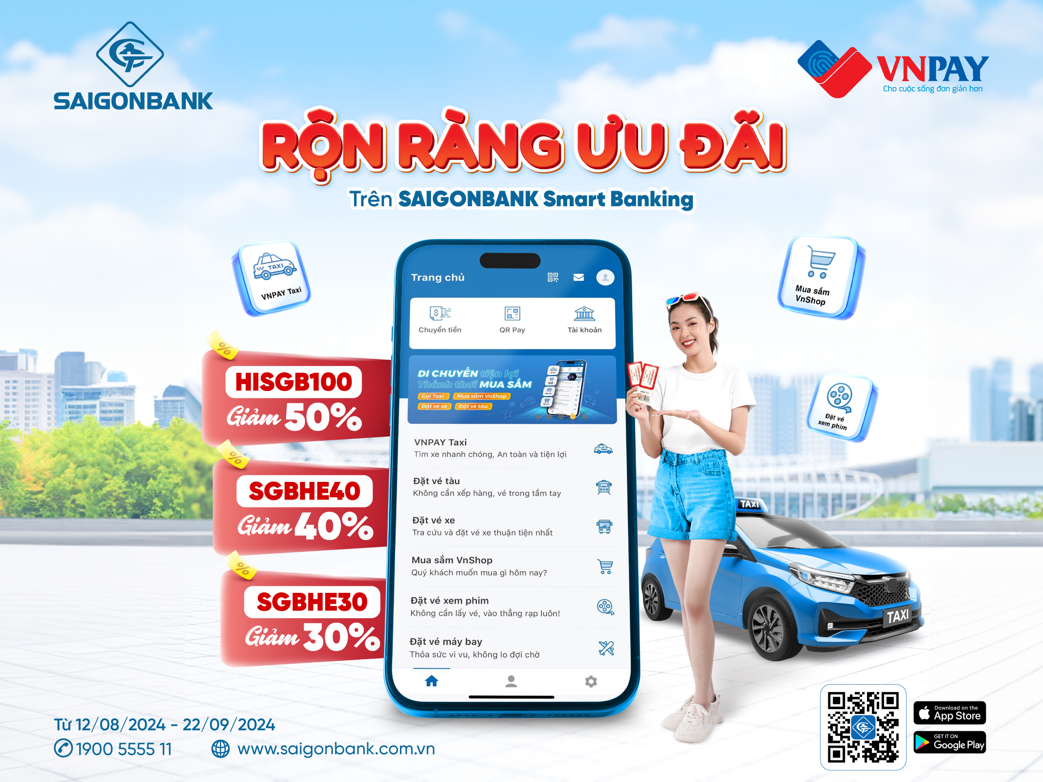 Vi vu du lịch thả ga, SAIGONBANK Smart Banking tặng mã ưu đãi giảm đến 50%